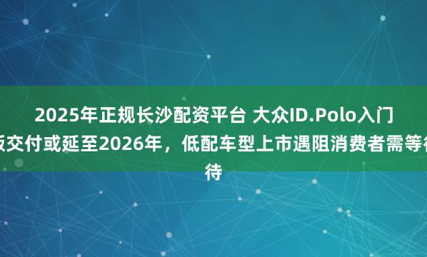 2025年正规长沙配资平台 大众ID.Polo入门版交付或延至2026年，低配车型上市遇阻消费者需等待